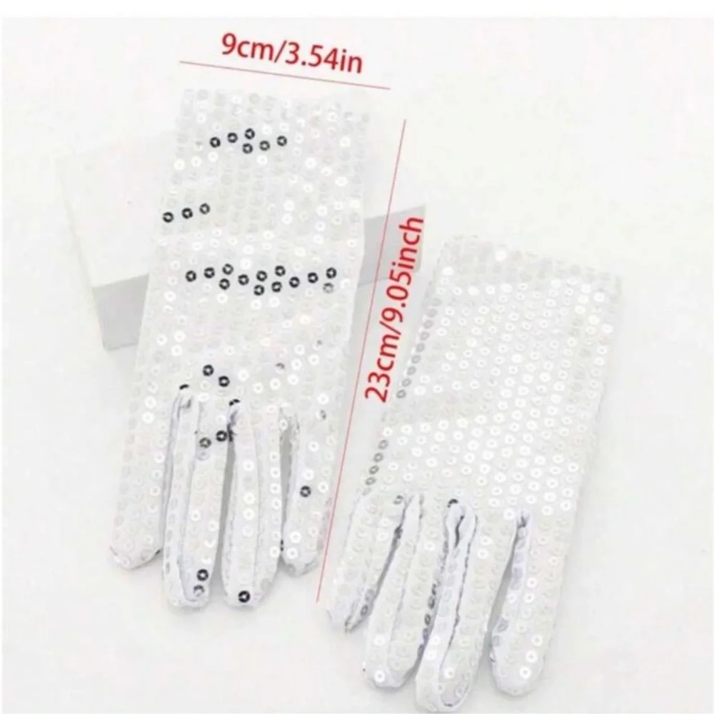 6 PC Purple Sequin Gloves and Accessories Set - Picture 3 of 10
